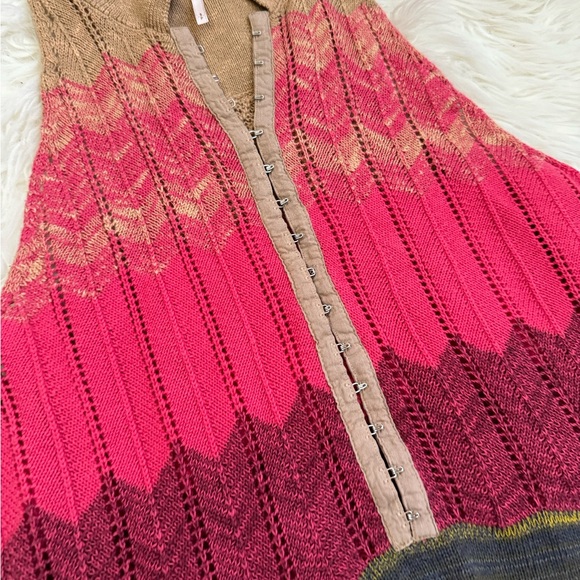 Free People Peplum Polo colorful knit racer back chevron print tank top small - Picture 8 of 9